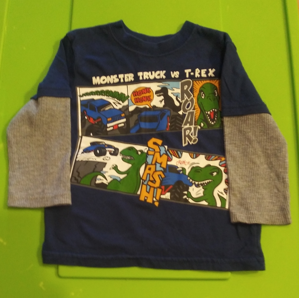 Boy's Monster truck vs. Trex LS Tee